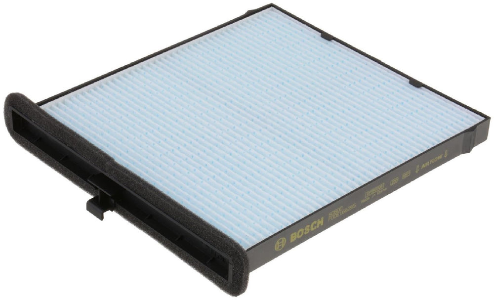 Close-up of Bosch filter pleats and media layers highlighting fine-particle capture