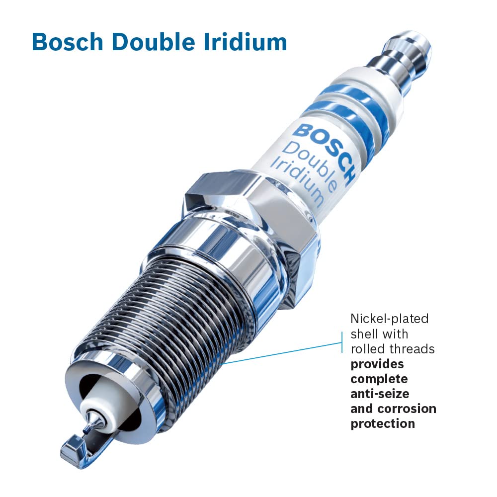 Bosch plug next to ruler showing compact size and fit for correct engine spacing