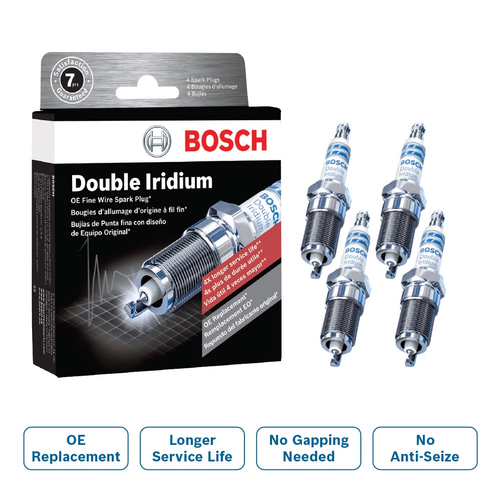 Bosch close up of double iridium electrode highlighting durability and improved ignitability
