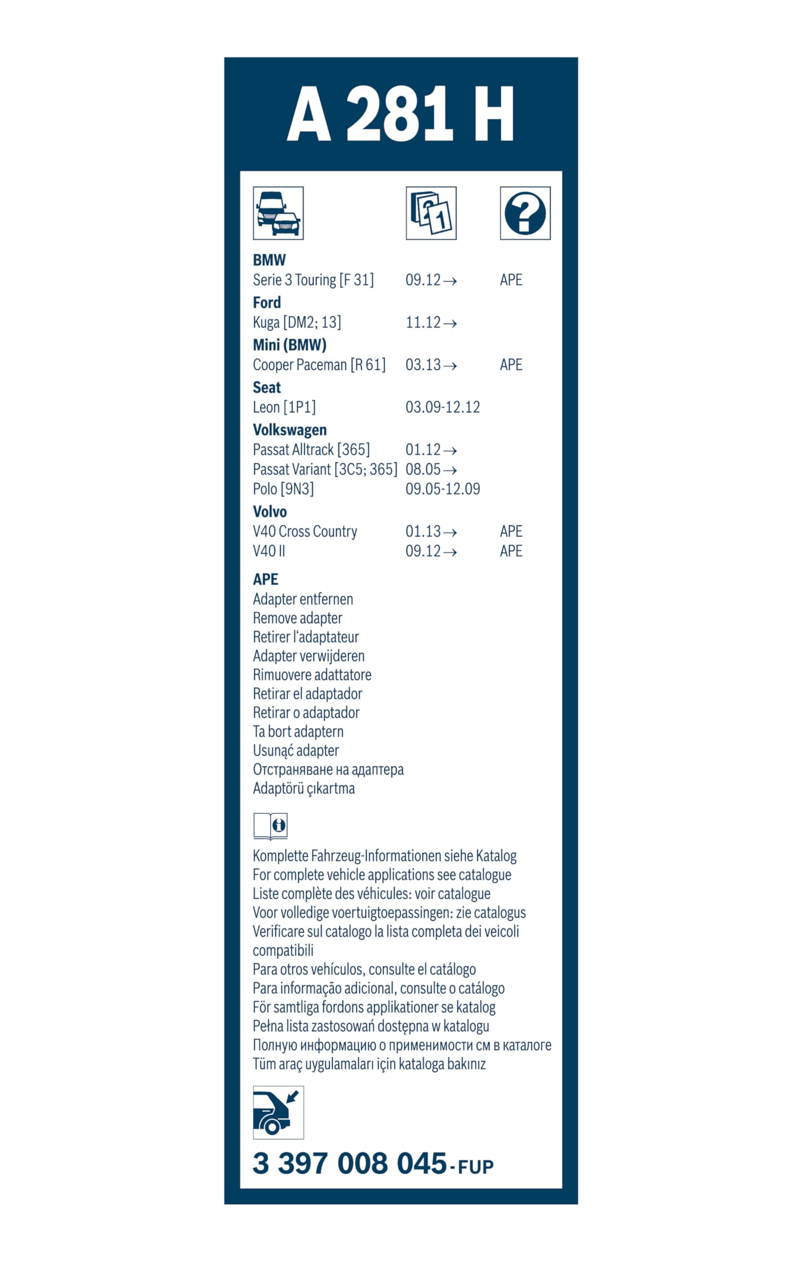 Bosch A281H rubber edge detail illustrating smooth wipe and quiet performance