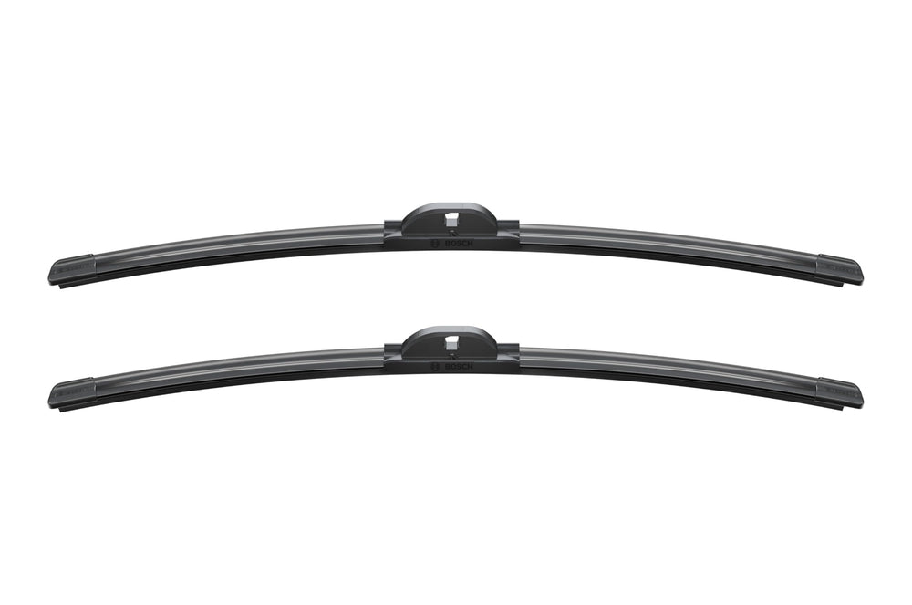 Bosch AeroTwin blade profile close-up showing bracketless design for smooth, quiet wiping