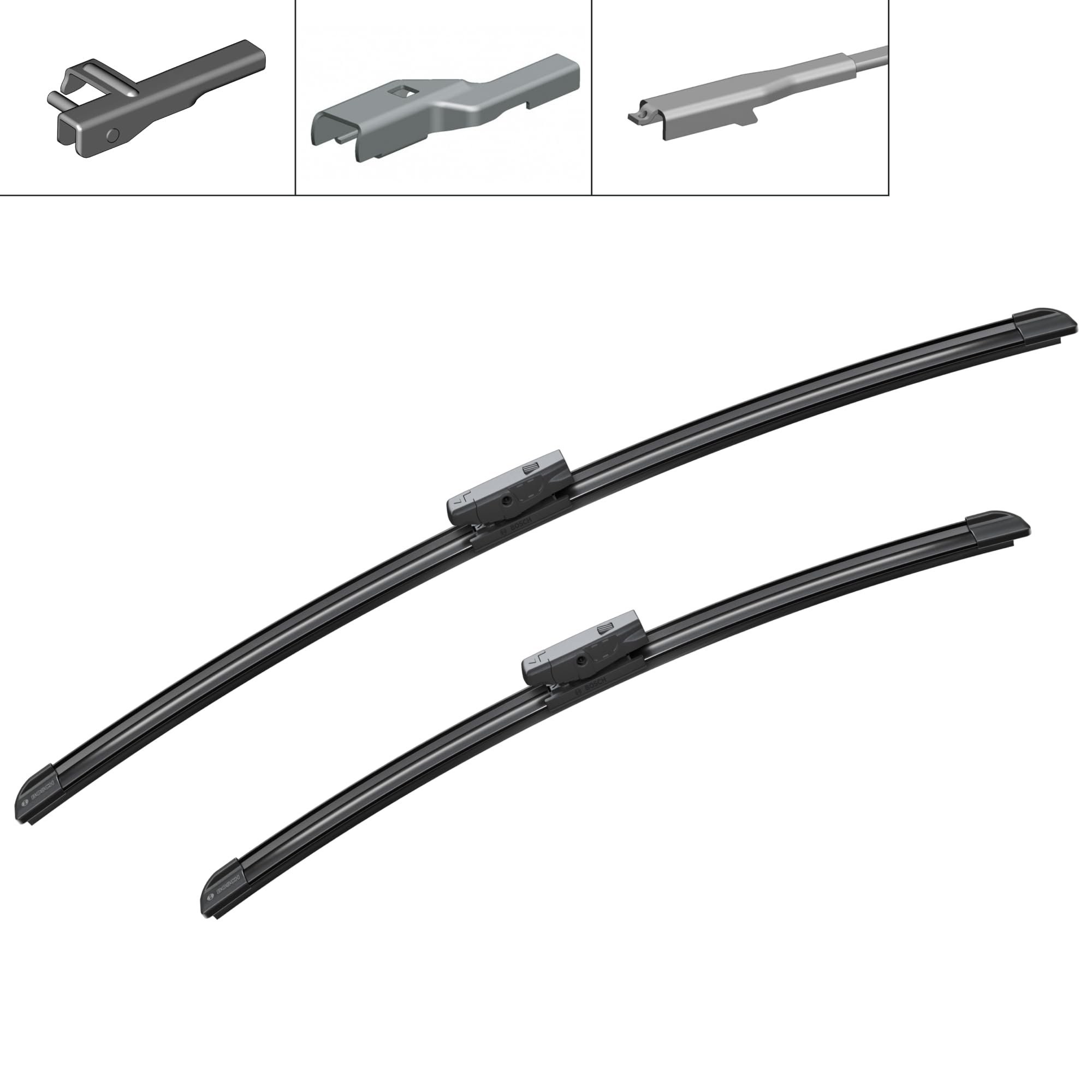 Bosch AeroTwin close-up of dual-compound rubber edge demonstrating smooth, streak-free wipe