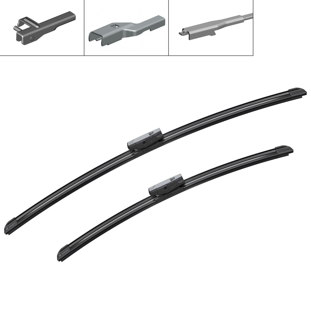 Bosch AeroTwin close-up of dual-compound rubber edge demonstrating smooth, streak-free wipe