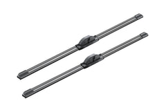 Bosch AeroTwin blades in use on a rainy windshield improving visibility while driving