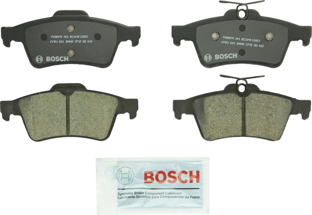 Bosch BC1095 rear pad front view showing fit and quiet performance