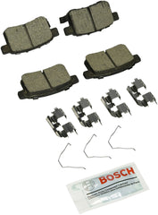 Bosch BC1451 pad set front view showing complete rear axle components benefit quieter stops
