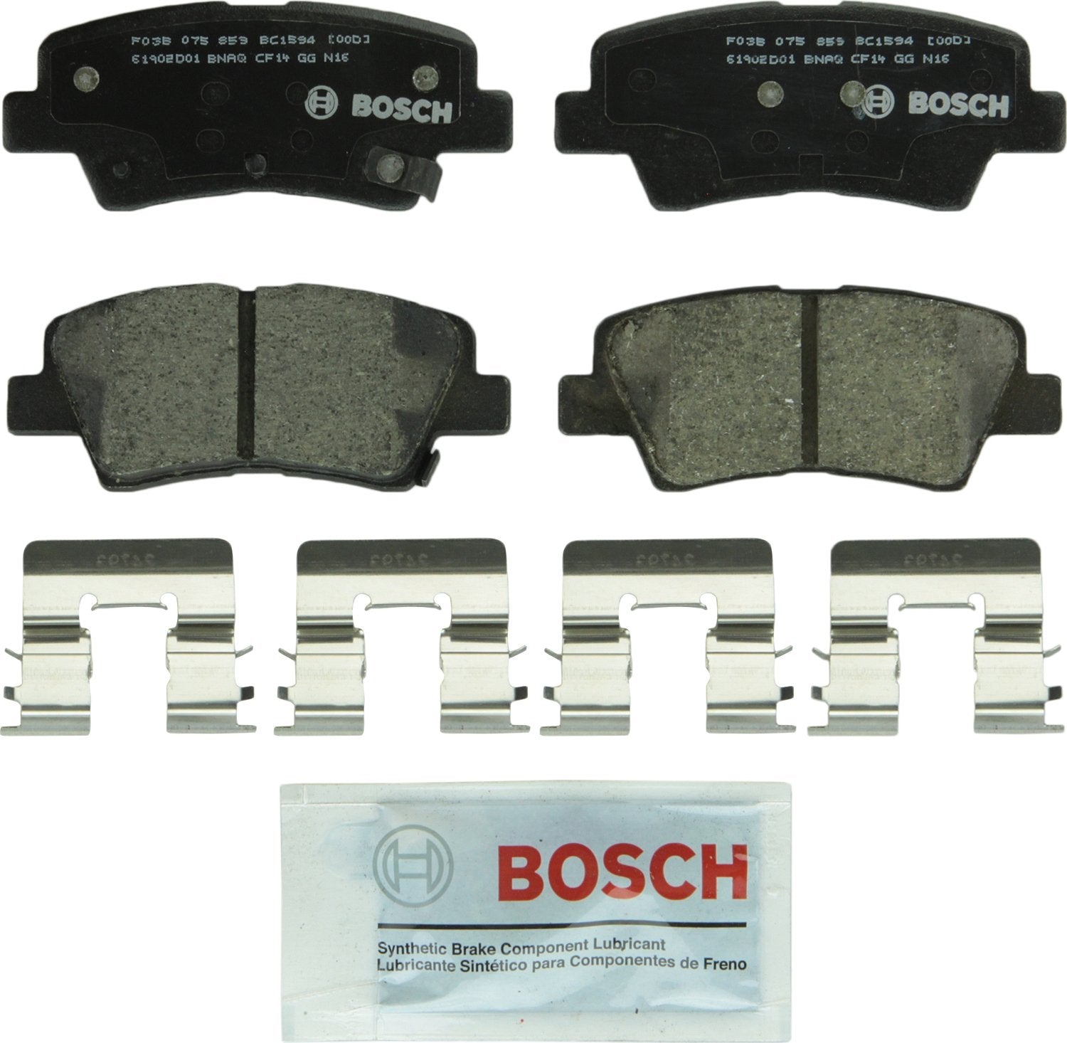 BOSCH BC1594 front view showing pad shape and fit for easy identification and correct fit