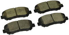 Bosch BC1623 pad close-up highlighting molded shim and ceramic surface, quieter stops