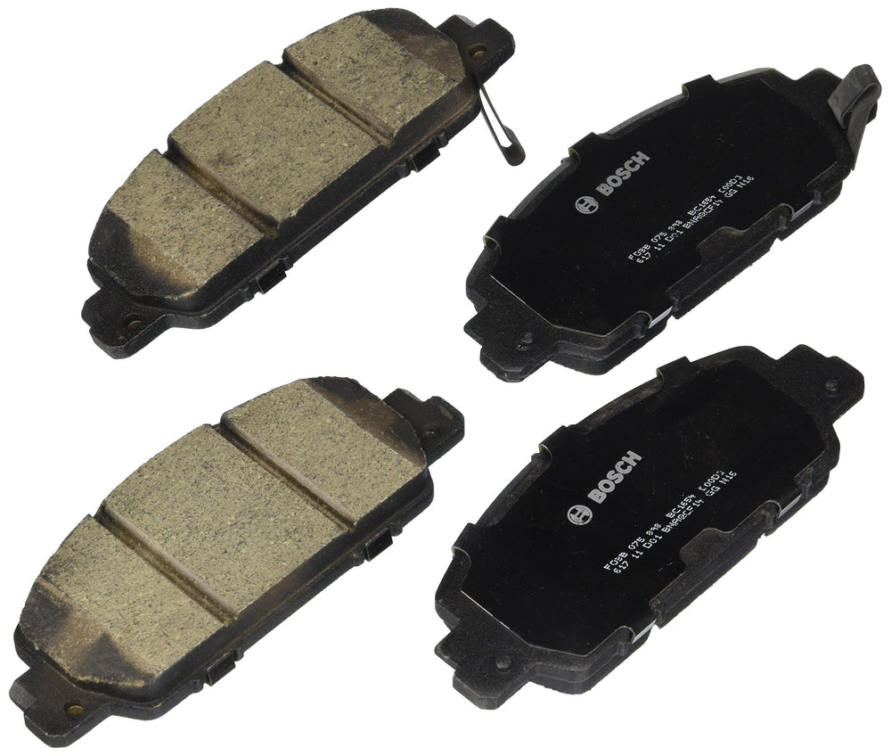 Bosch BC1654 front packaging showing pads and included hardware, ensures correct fit