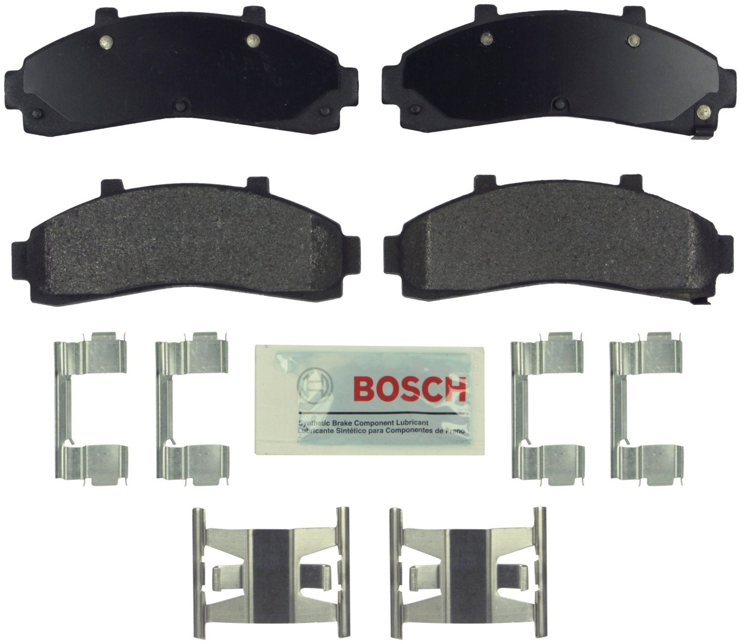 Bosch BE652H front packaging showing complete pad set and hardware, ready to install