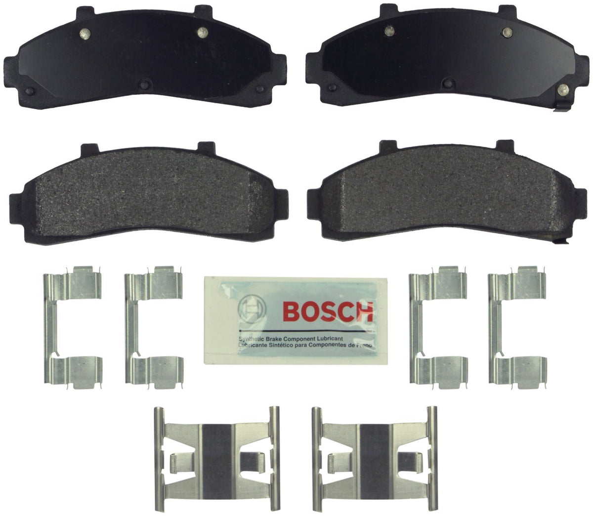 Bosch BE652H front packaging showing complete pad set and hardware, ready to install