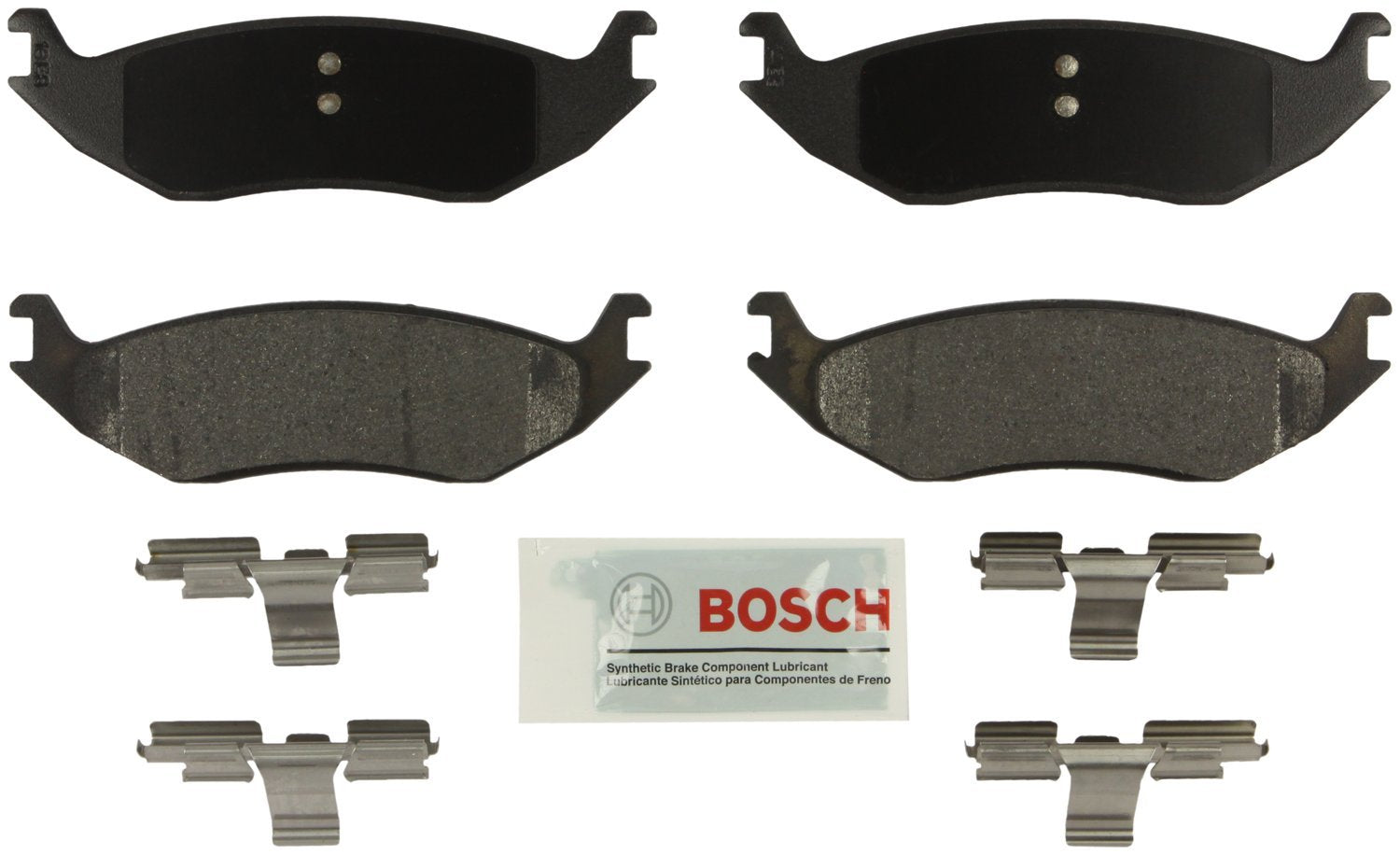 Bosch BE967H rear packaging showing pads and hardware for easy installation benefit