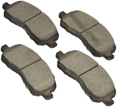 Bosch Blue front pad close-up showing ceramic surface and corrosion-resistant backing for quieter stops