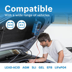 Bosch C80-Li charging a car battery delivering fast recovery and reliable power
