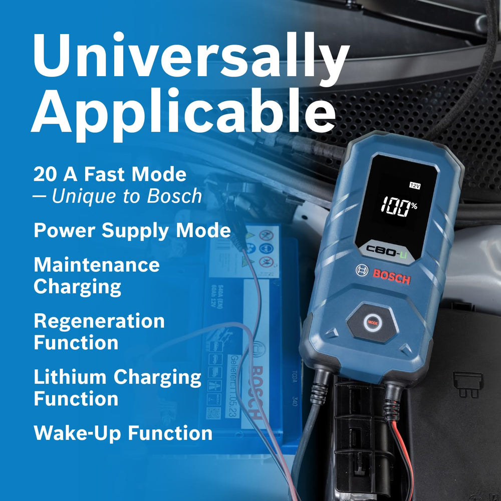 Bosch C80-Li connected to a motorcycle 6V battery preserving battery life
