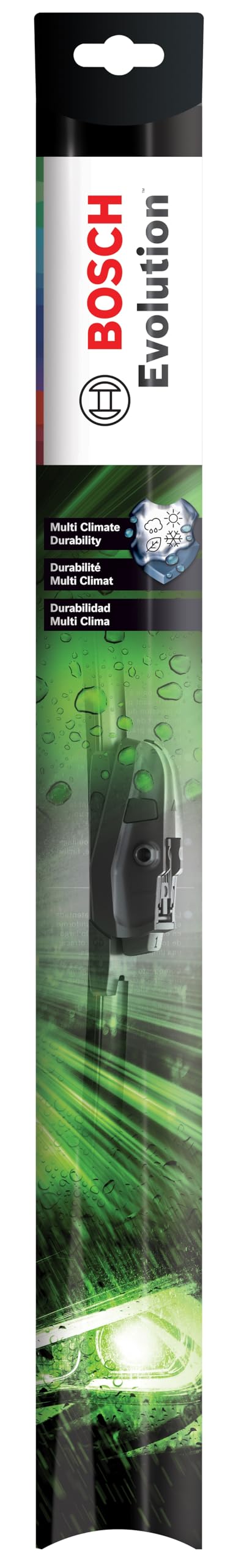 Bosch EVO22 front packaging showing model and size for quick identification and installation benefit