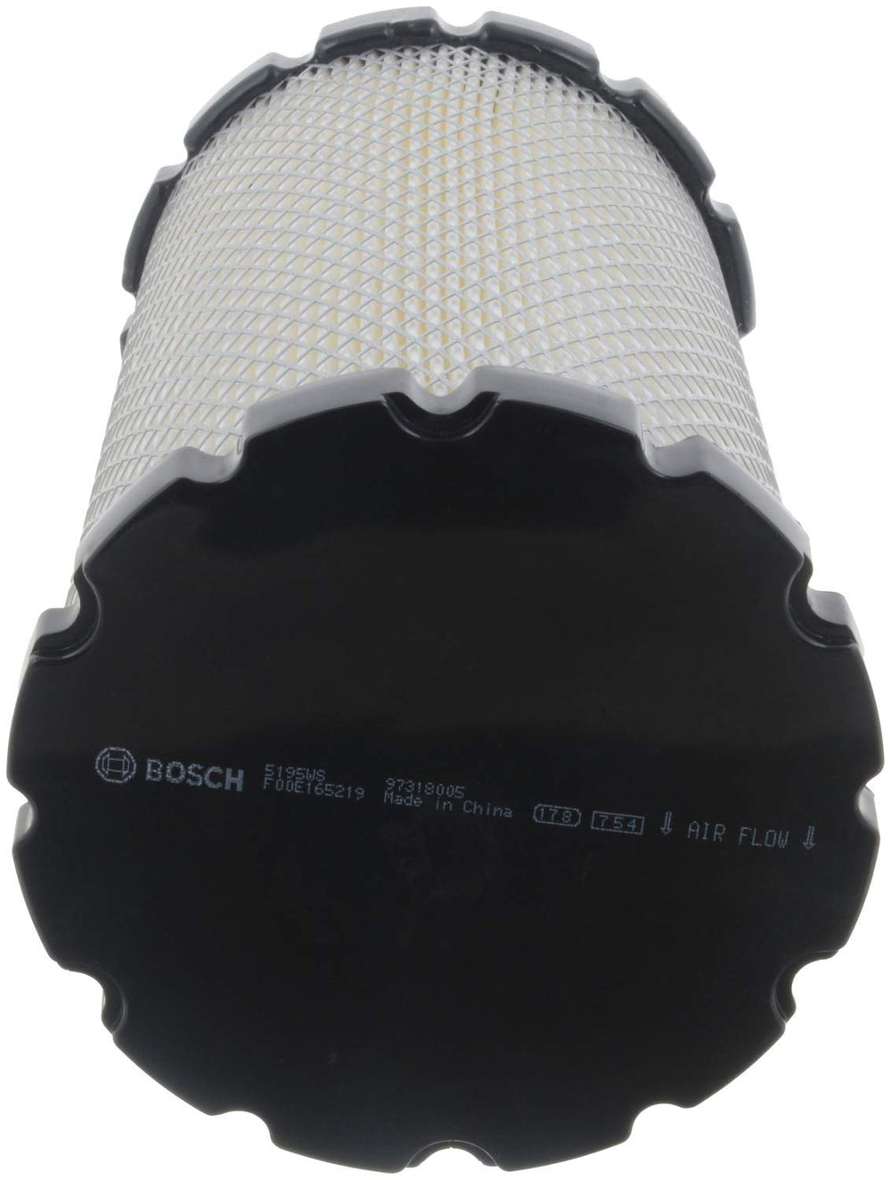 Close-up of Bosch pleated media showing dense pleats, Bosch captures small particles effectively