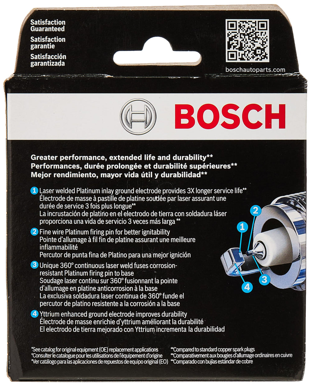 Bosch spark plug installed in engine demonstrating reliable ignition performance