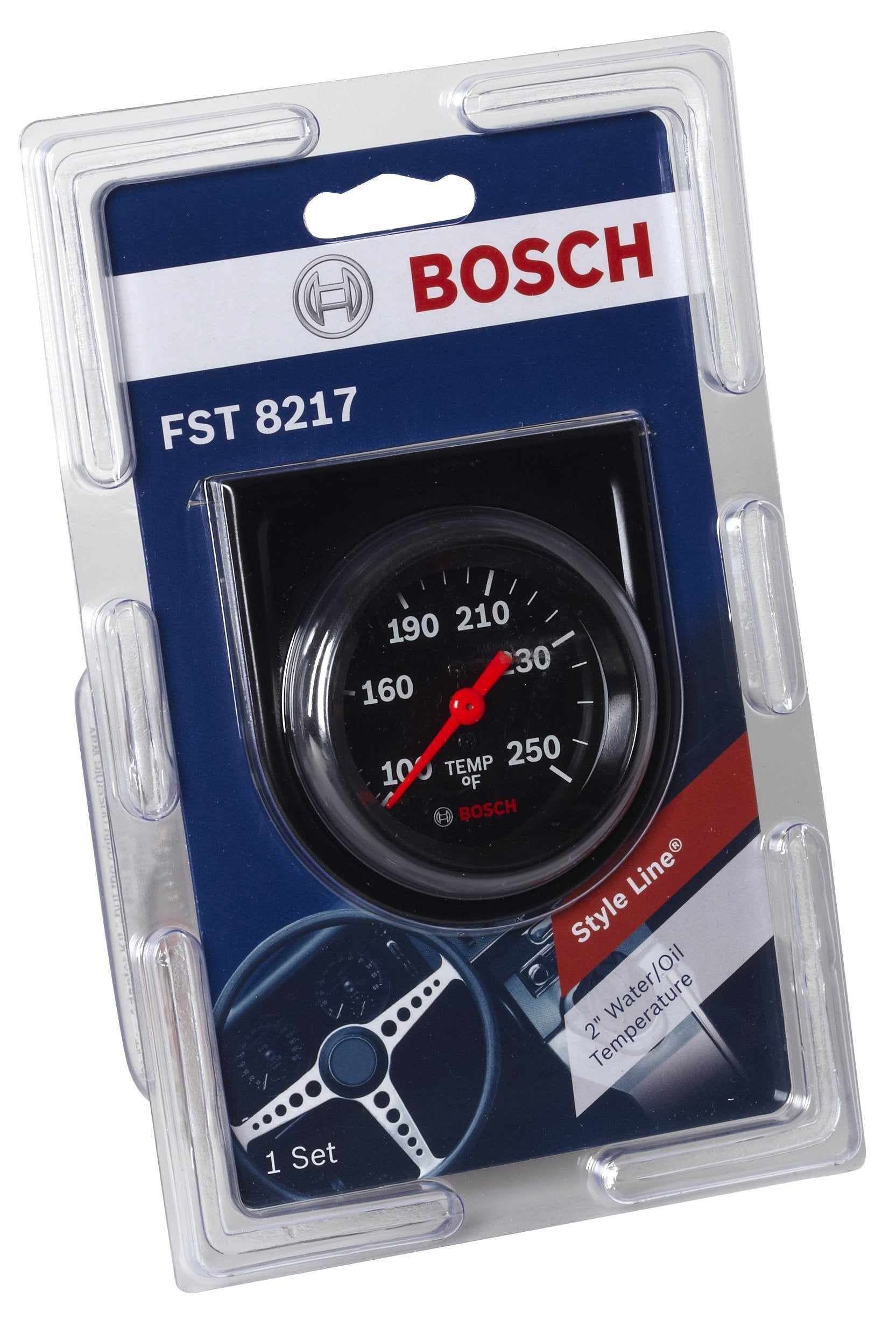 Bosch gauge installed on dashboard demonstrating compact fit and clean integration
