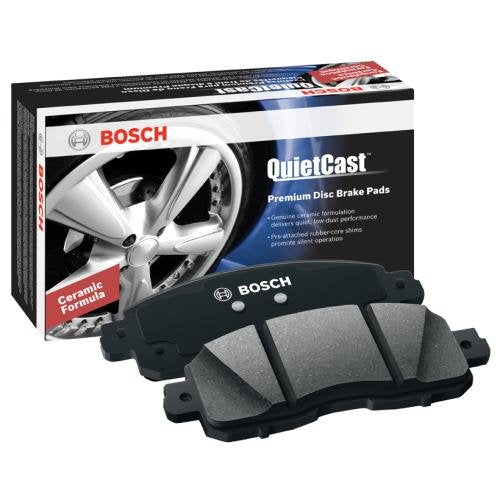 Bosch QuietCast ceramic friction close-up highlighting low-dust surface for cleaner wheels