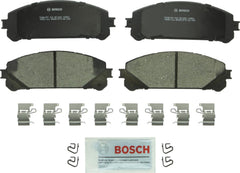 Bosch QuietCast pad close-up with molded shim highlighting noise reduction