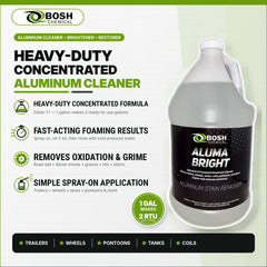 Bosh Chemical Aluma Bright foaming on aluminum surface highlighting active cleaning action