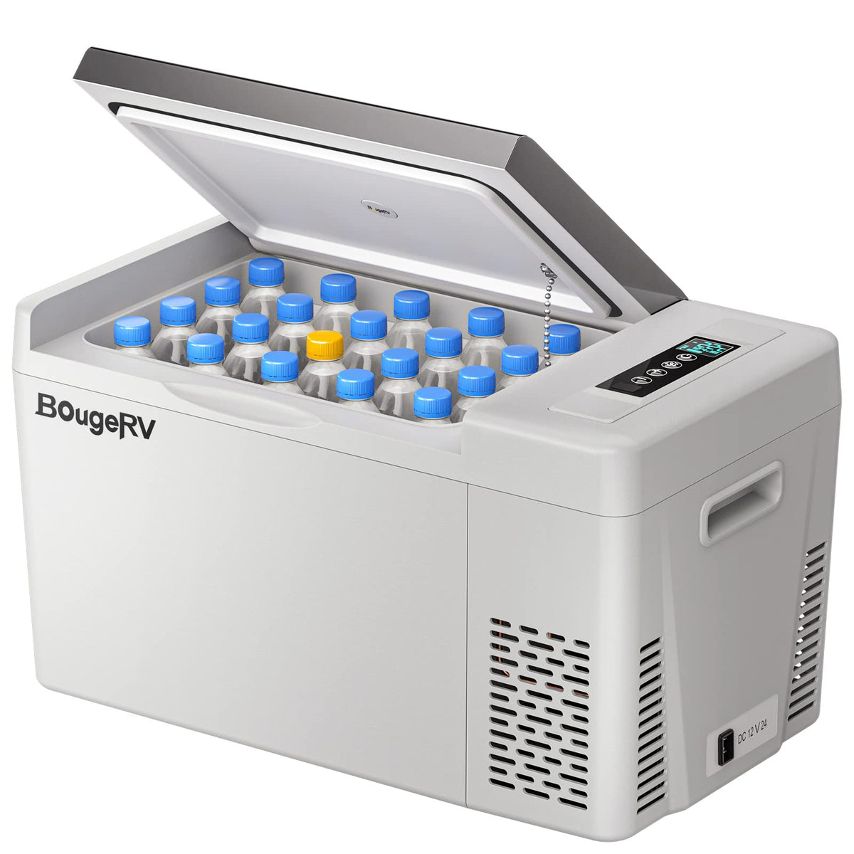 BougeRV CR22 front view showing compact cooling for travel
