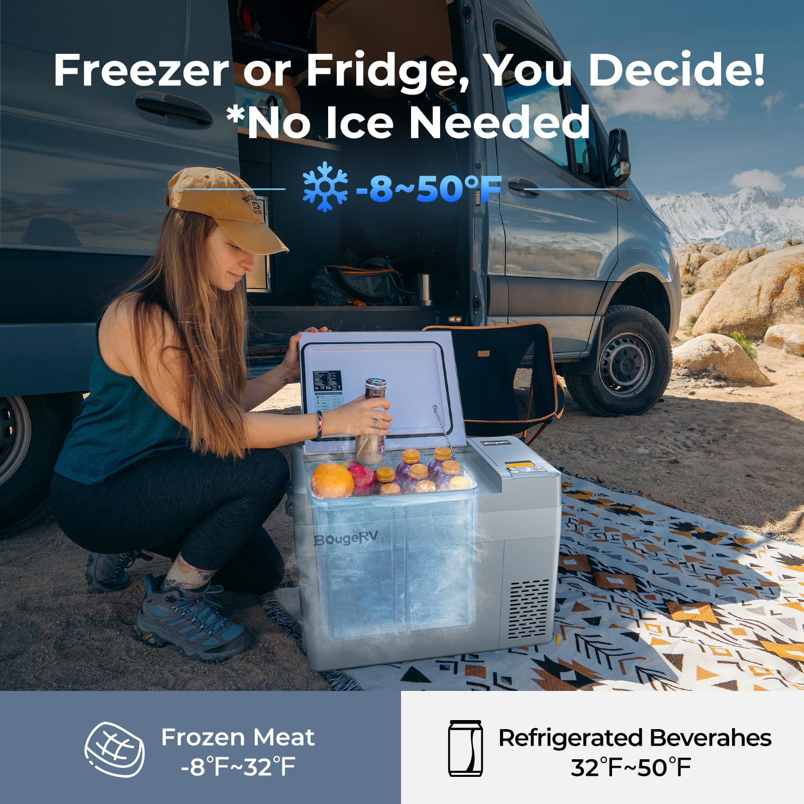 BougeRV tie-down point detail keeping fridge secure during travel
