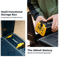 BougeRV storage box holding 266Wh power station for longer runtime benefit