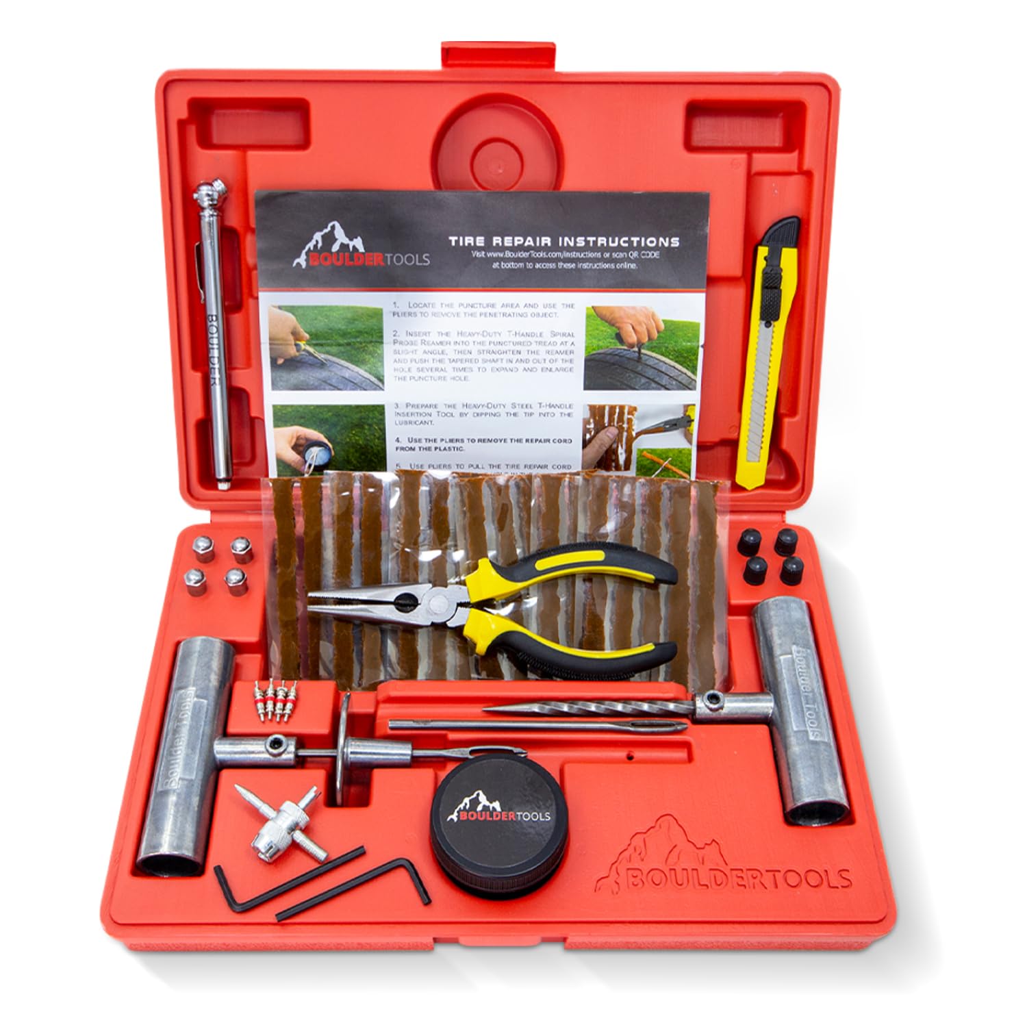 Boulder Tools front of kit showing rugged case and label for organized storage benefit