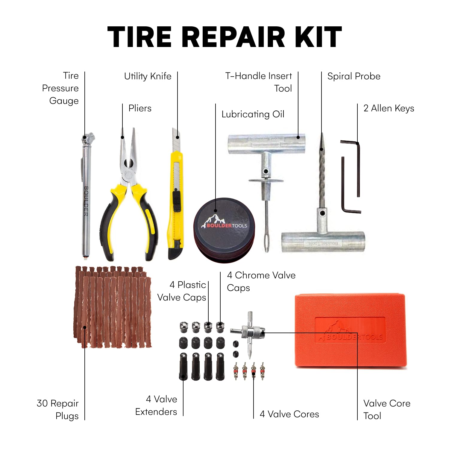 Boulder Tools open case with tools neatly arranged for quick access and roadside readiness