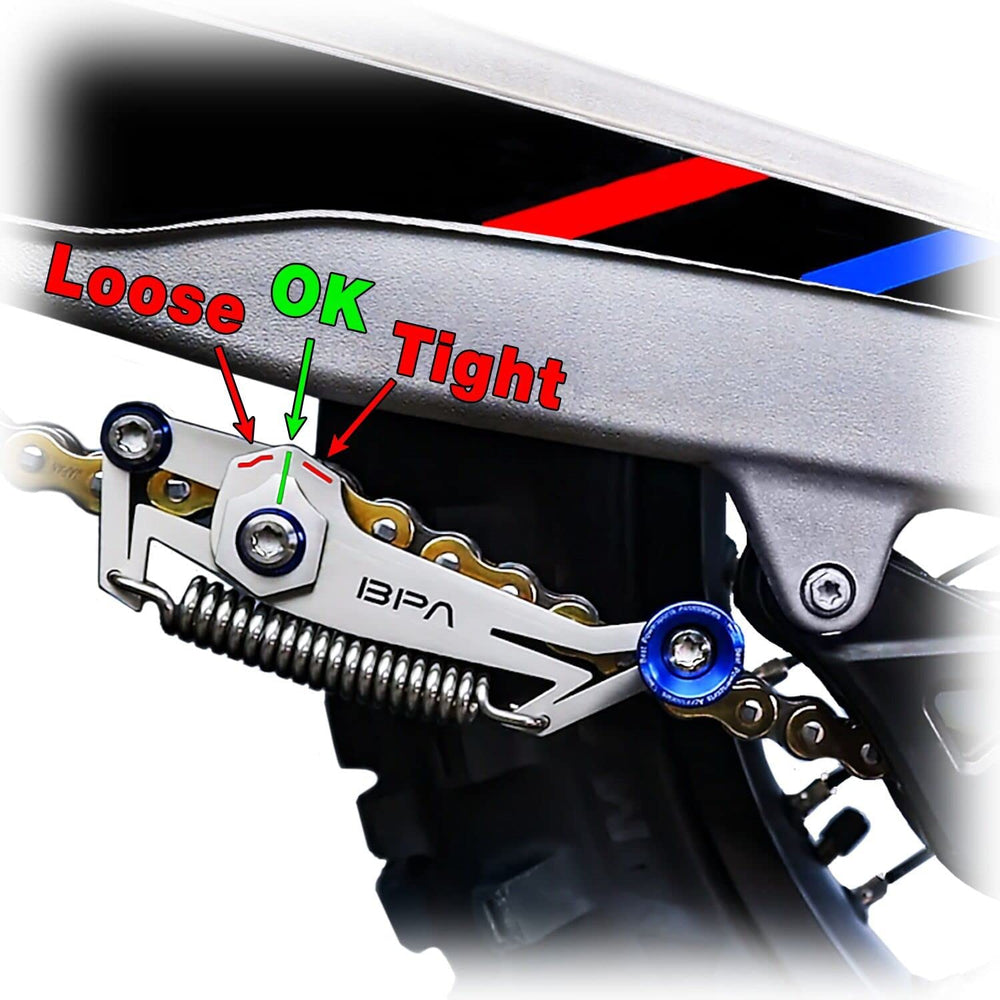 BPA-RACING close-up of indicator window demonstrating clear slack readings for accurate adjustments