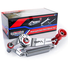 BPA-RACING front packaging showing red chain slack adjuster and benefits