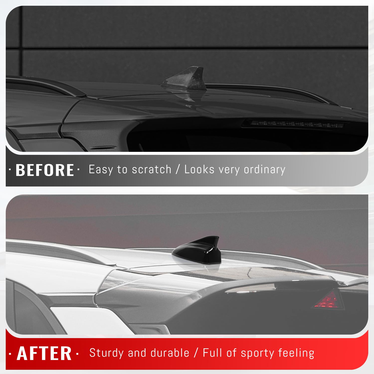 Bracingo side profile mounted on Hyundai Kona roof antenna base for aerodynamic benefit