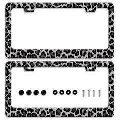 BRAGHRTED front view of leopard license plate frame showing bold design and curb appeal