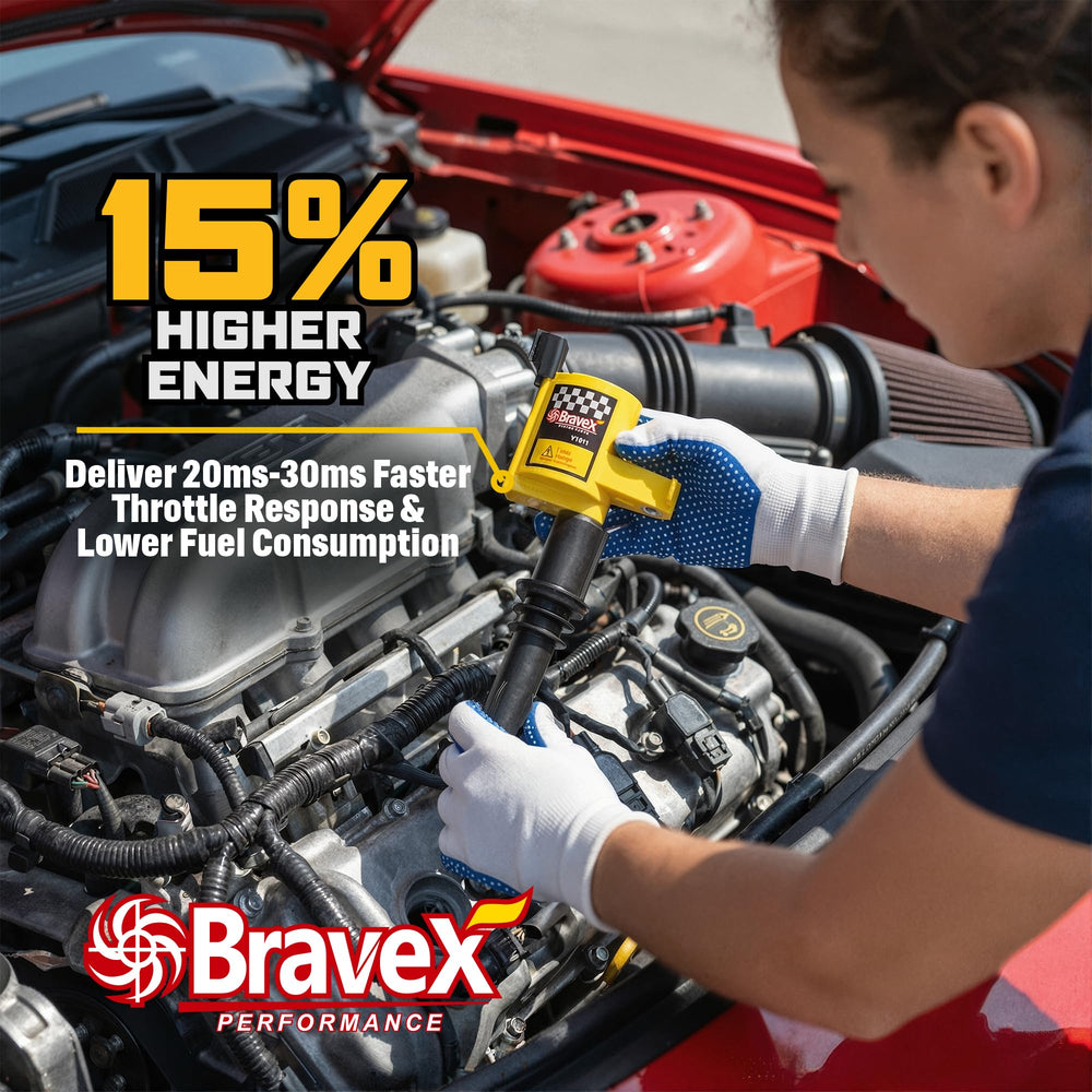 Bravex coil pack installed on Ford engine demonstrating improved ignition stability