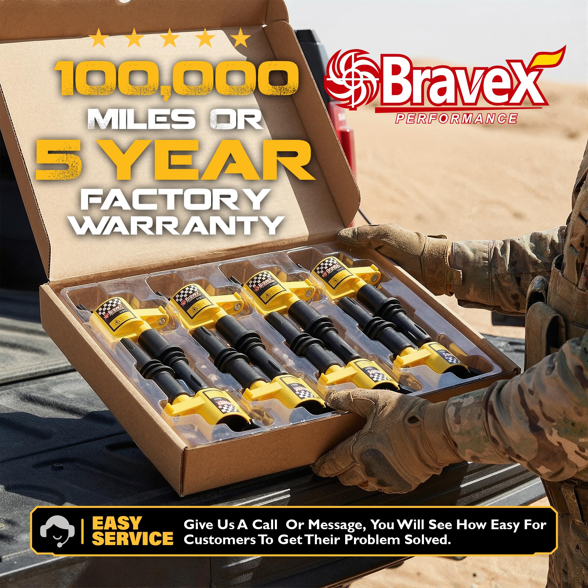 Bravex coil pack in packaging with mounting hardware showing ready-to-install convenience