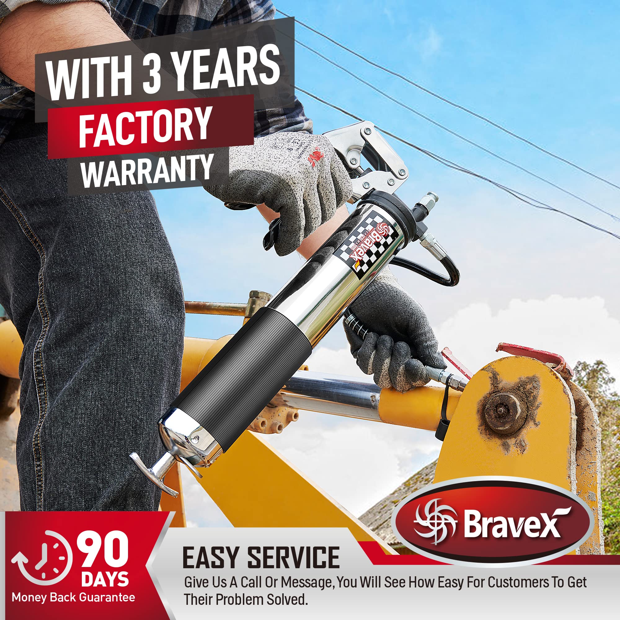 Bravex used on tractor grease point delivering precise lubrication