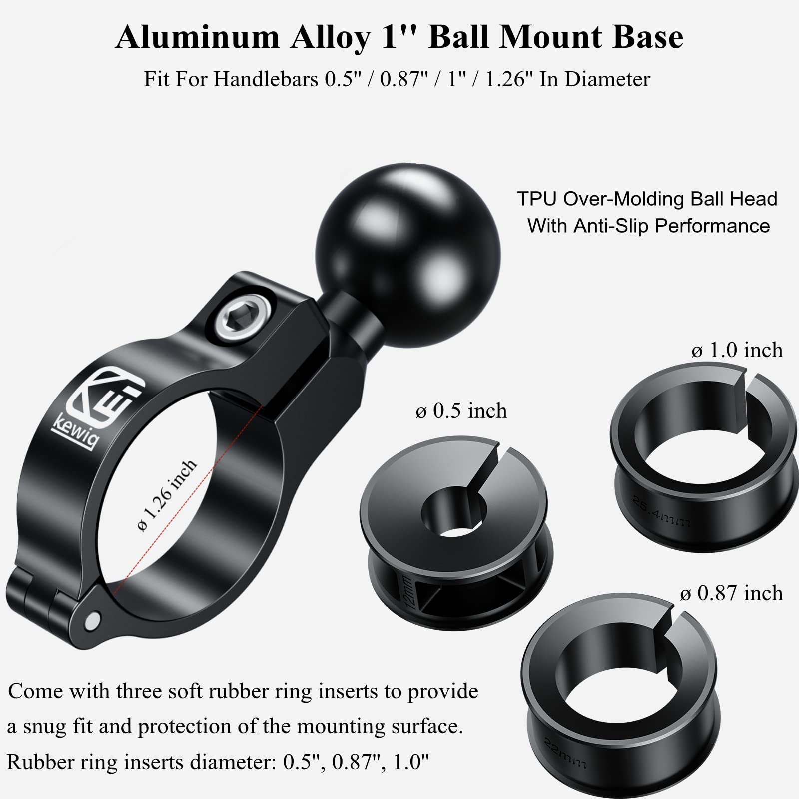 BRCOVAN close-up of 1" TPU ball head highlighting non-slip, wear-resistant surface