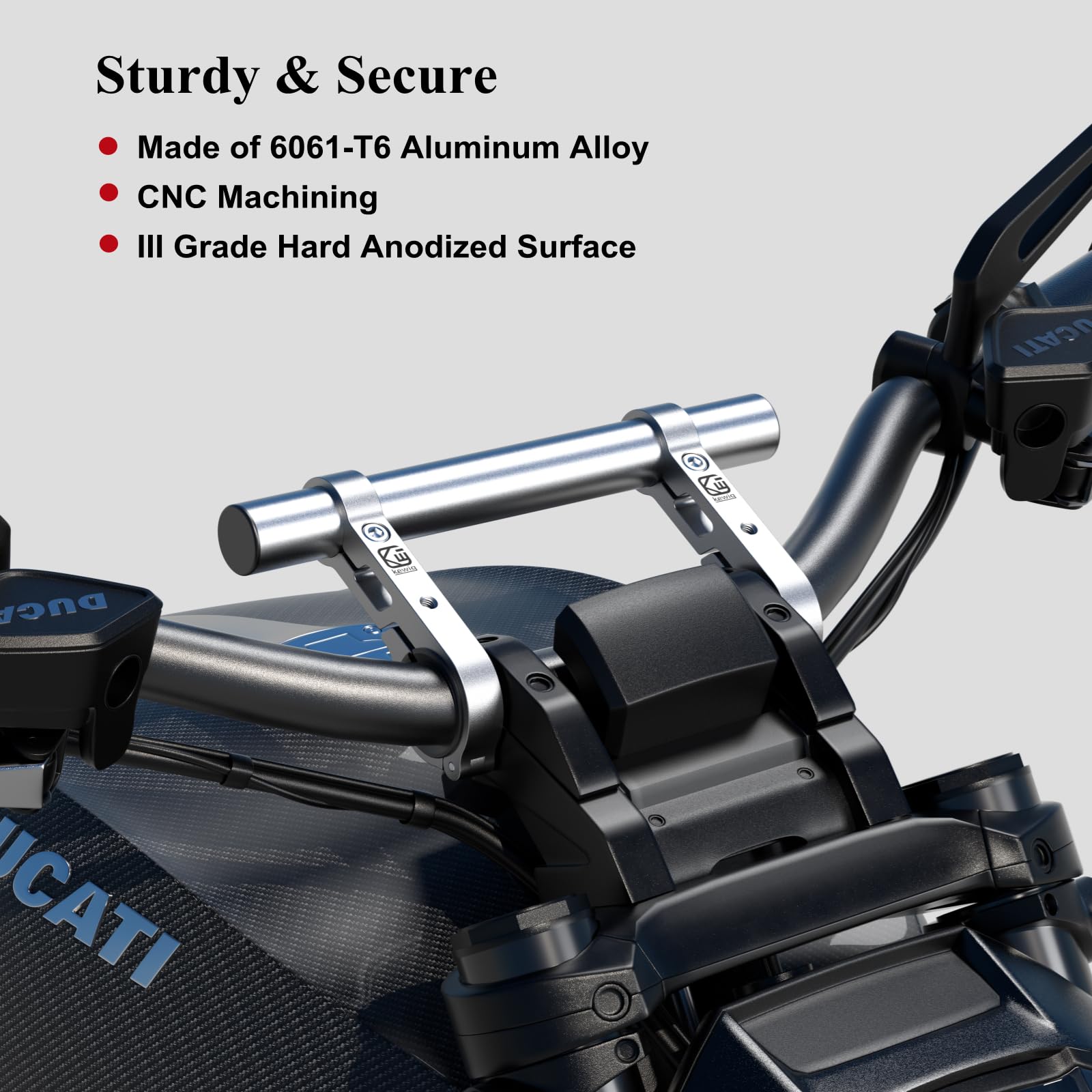 BRCOVAN clamp detail with lock bolt and Allen key, secures accessories firmly