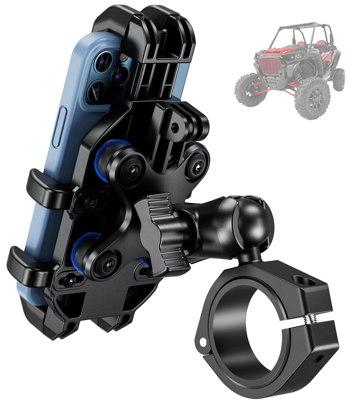 BRCOVAN front view on roll cage showing secure hold and stability
