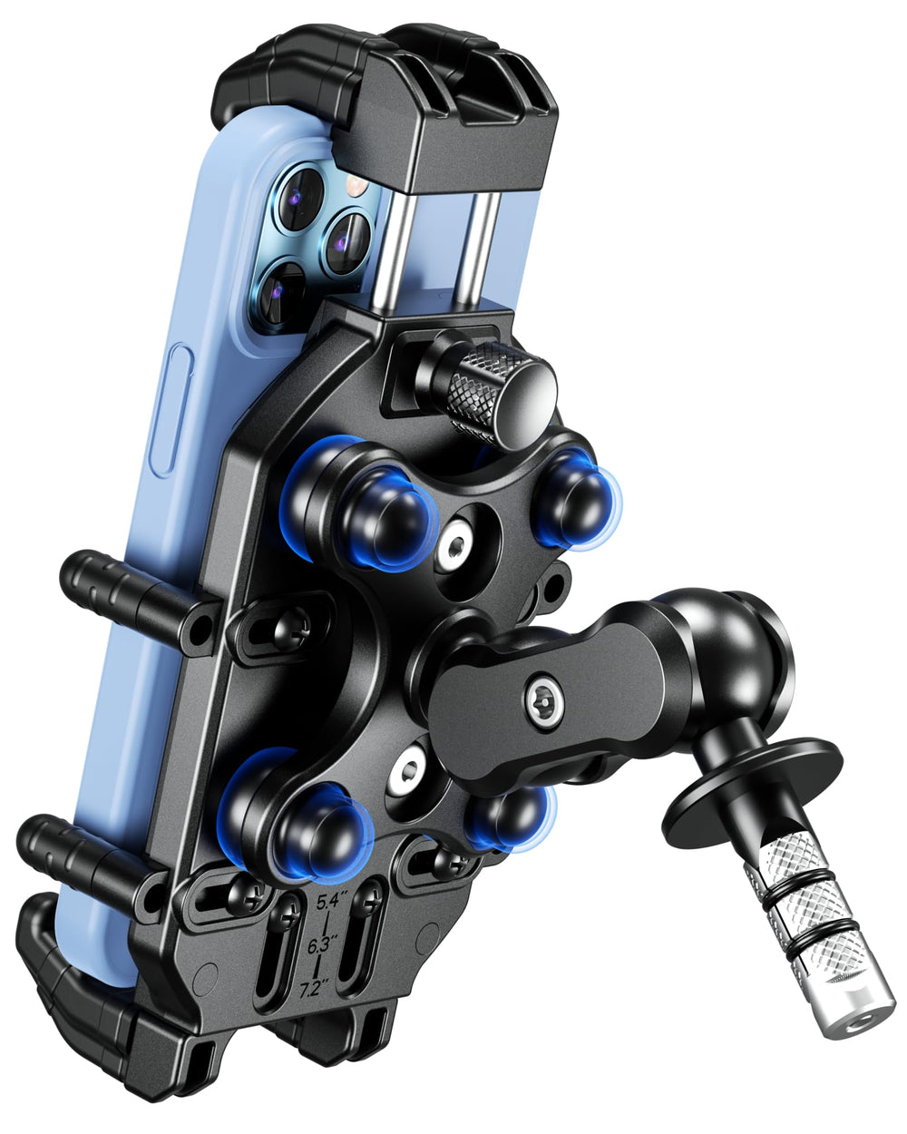 BRCOVAN front view mounted on fork stem showing secure hold and stability