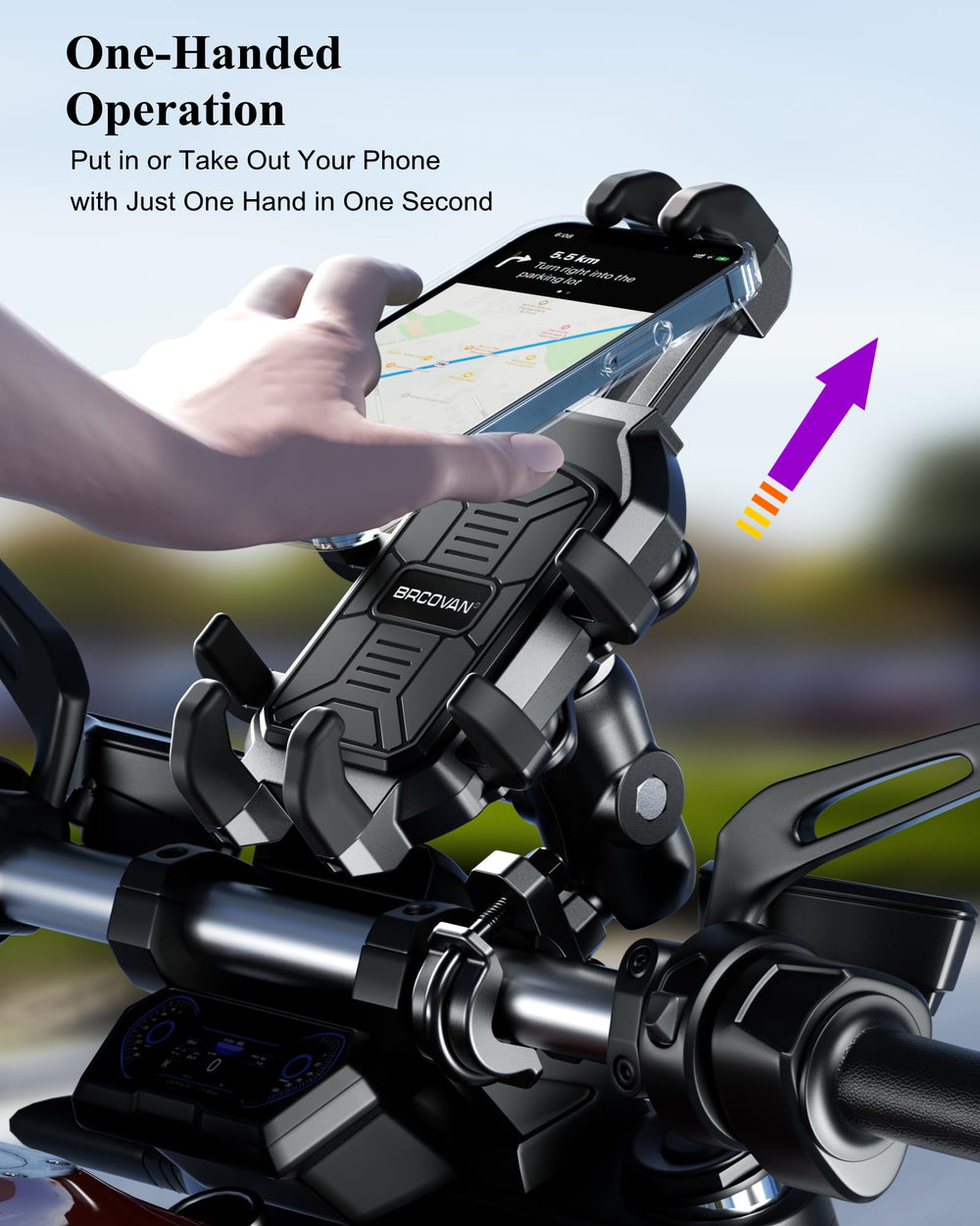 BRCOVAN metal u-clamp attached to handlebar for strong mounting