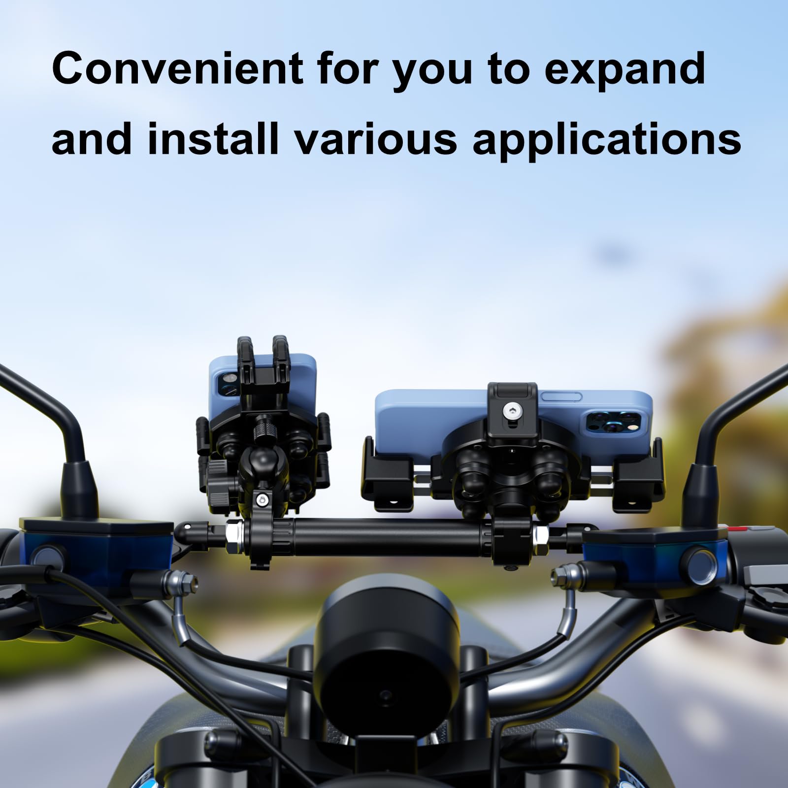 BRCOVAN mounted on motorcycle handlebar adding accessory space