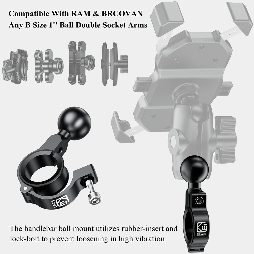 BRCOVAN clamp mounted on motorcycle handlebar demonstrating secure vibration-resistant hold