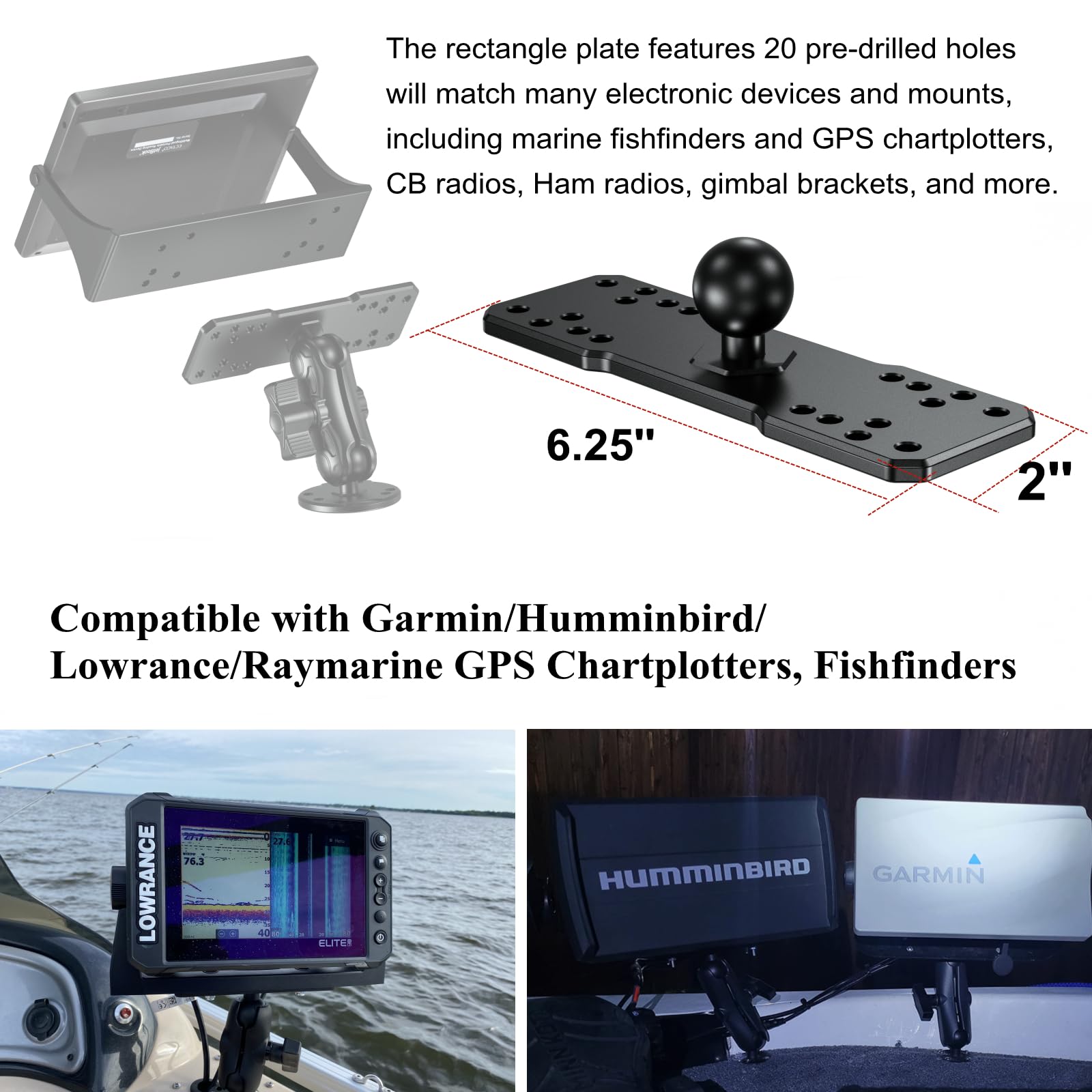 BRCOVAN plate mounted to a fishfinder demonstrating stable attachment