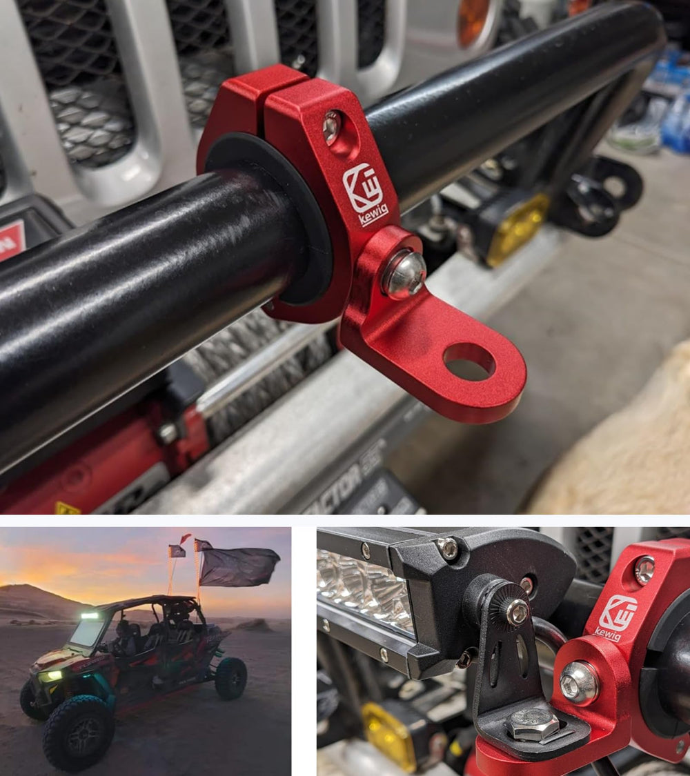 BRCOVAN mount fitted with a whip light demonstrating improved visibility on UTV