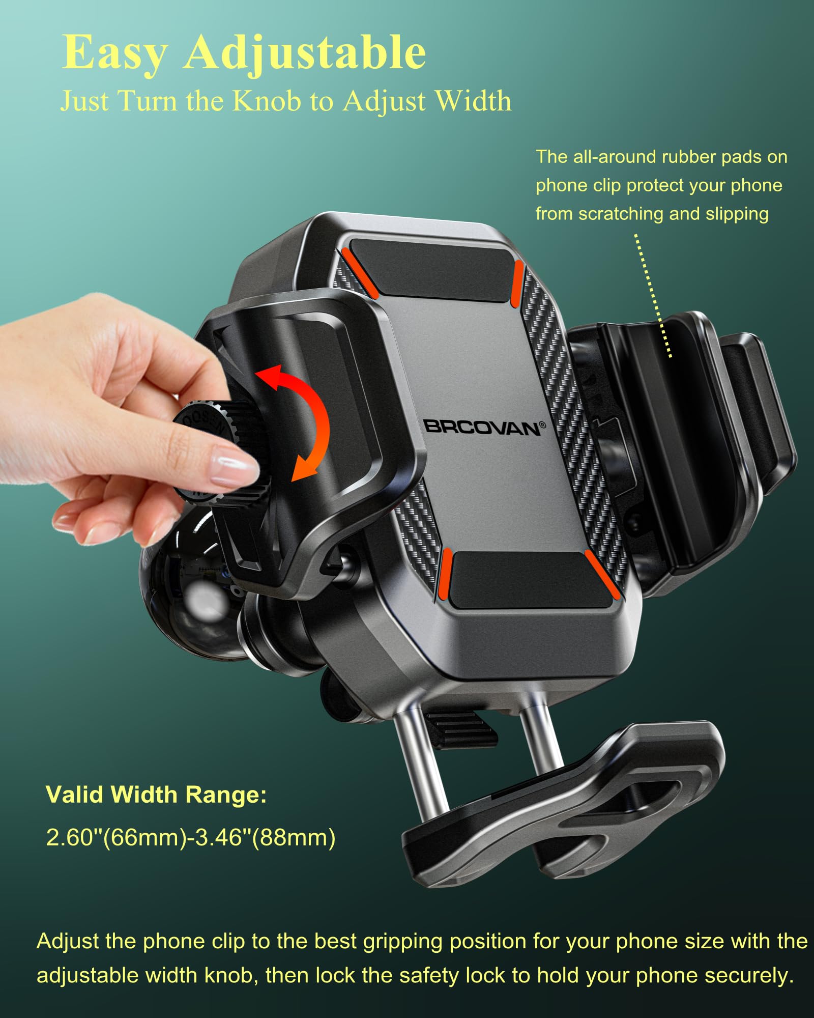 BRCOVAN rubber pads and clamp detail protecting phone surfaces