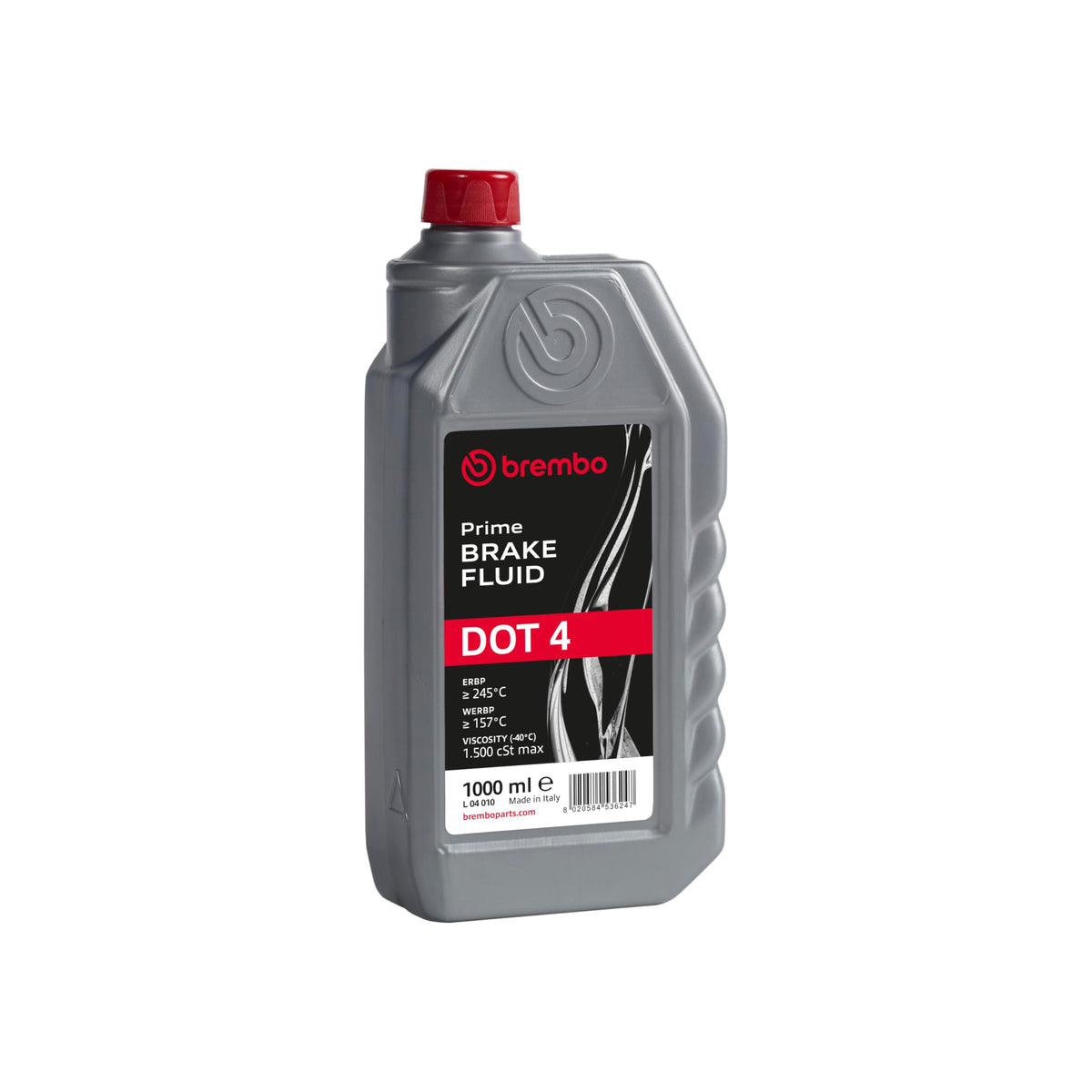 Brembo front bottle label visible showing high-boiling protection benefit