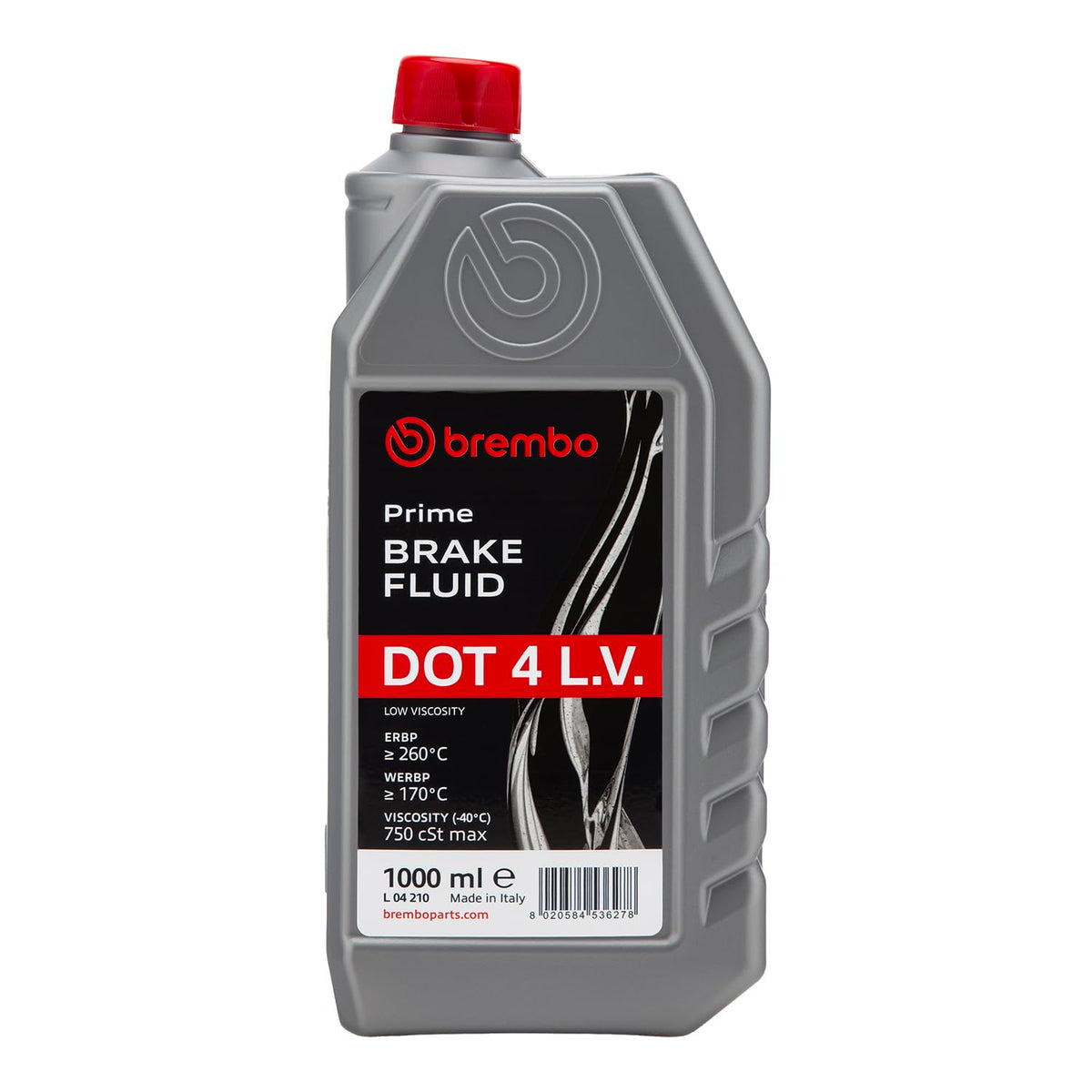 Brembo L04210 front label showing product identity and safety details for confidence